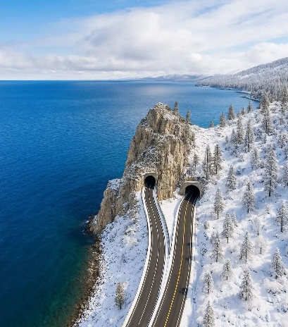 Highway 89 near Lake Tahoe, California, USA