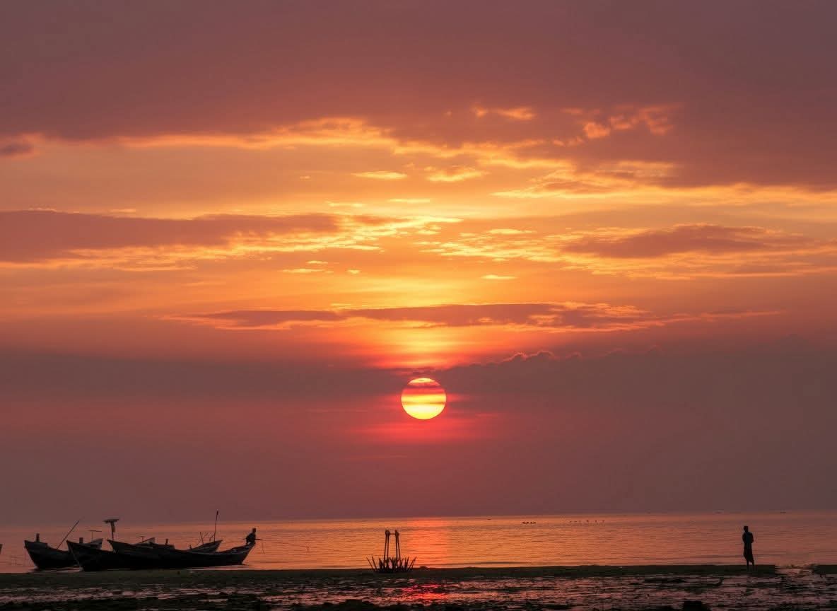 সূর্যাস্তের শেষ আলোয় সমস্ত ক্লান্তি মুছে যাক! মনপুরা দ্বীপ, বাংলাদেশ।