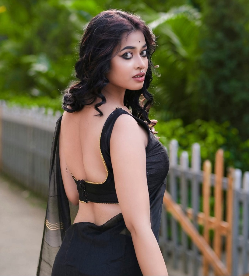 Keya Ghosh - West Bengal Beautiful Saree Blouse Model - Black Blouse Blue Saree Lover - Indian Women Saree Blouse Beauty - Black Saree Beauty - Backless Blouse Fashion