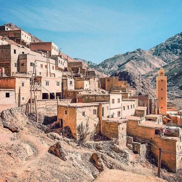 A traditional Berber village nestled in the High Atlas Mountains of Morocco.