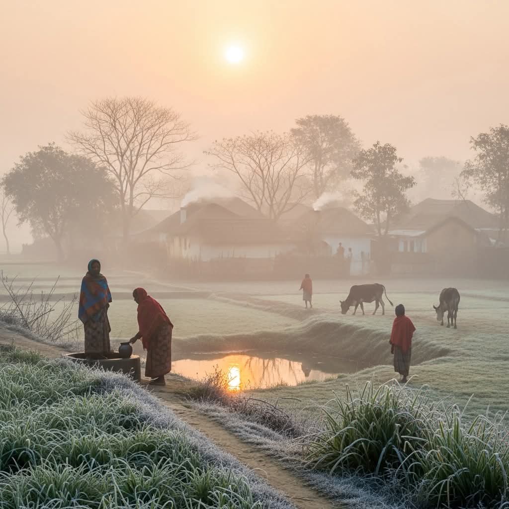 শীতের দিনে গ্রাম বাংলার দৃশ্য। শীতের সকলের গ্রাম বাংলার সুন্দর ছবি।