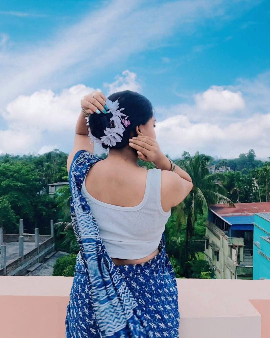 Subhashree Bairagi - Indian Saree Model - Indian Blouse Design - Indian Blouse Style - Indian Blouse Fashion - Indian Woman Photo - Indian Saree Shoot   - Blue Saree Beauty - Indian Blouse Lover - Indian Saree Blouse Sondori - Indian Saree Beauty - Indian Saree Photoshoot
