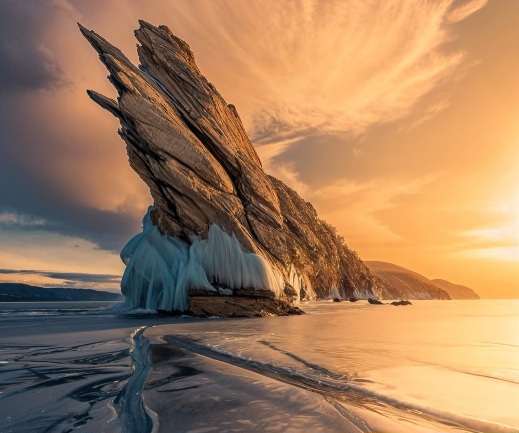 ❄️ Frozen giants at Lake Baikal, Russia!