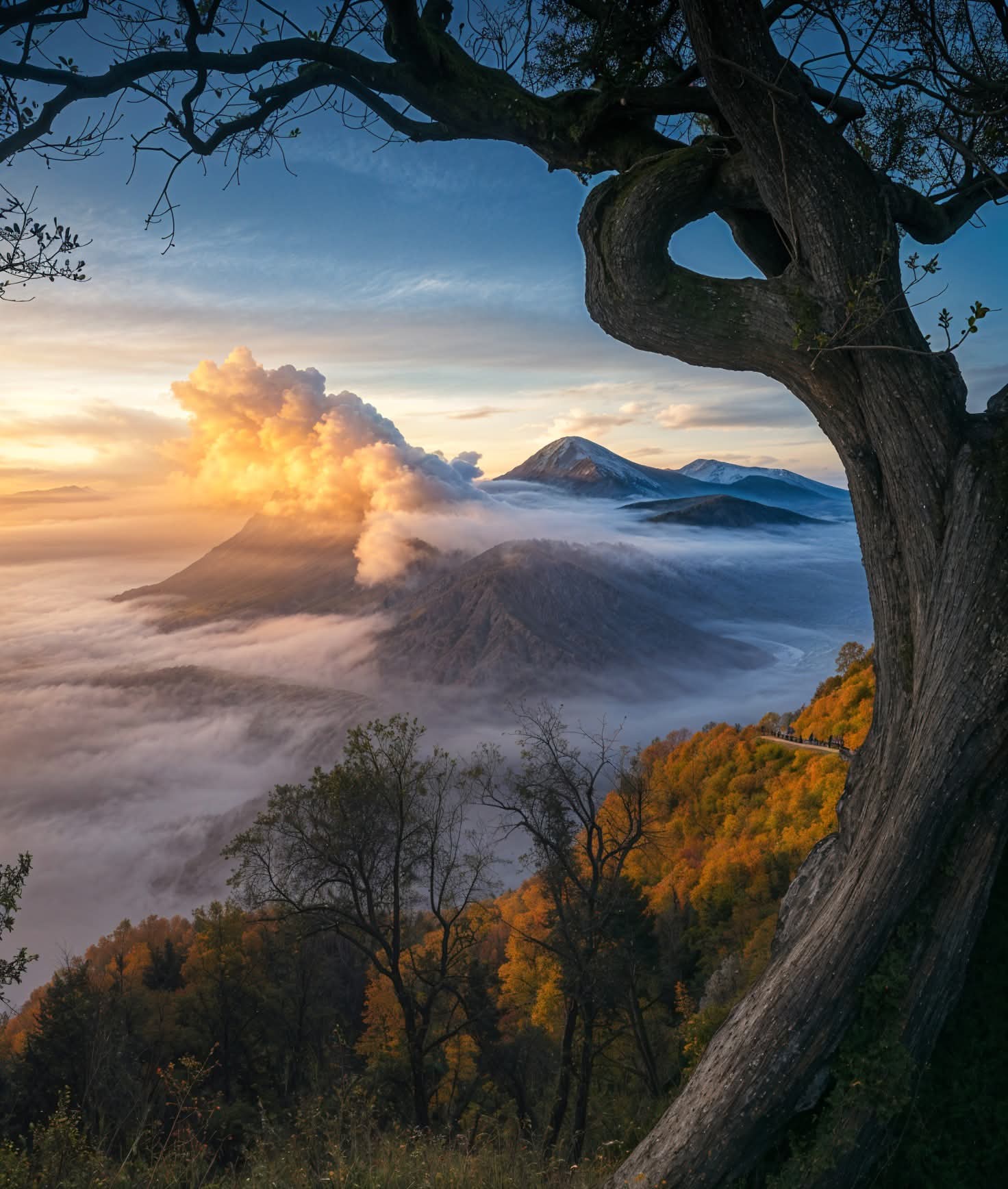 🌋 Volcanic mist at Mount Bromo, Indonesia!