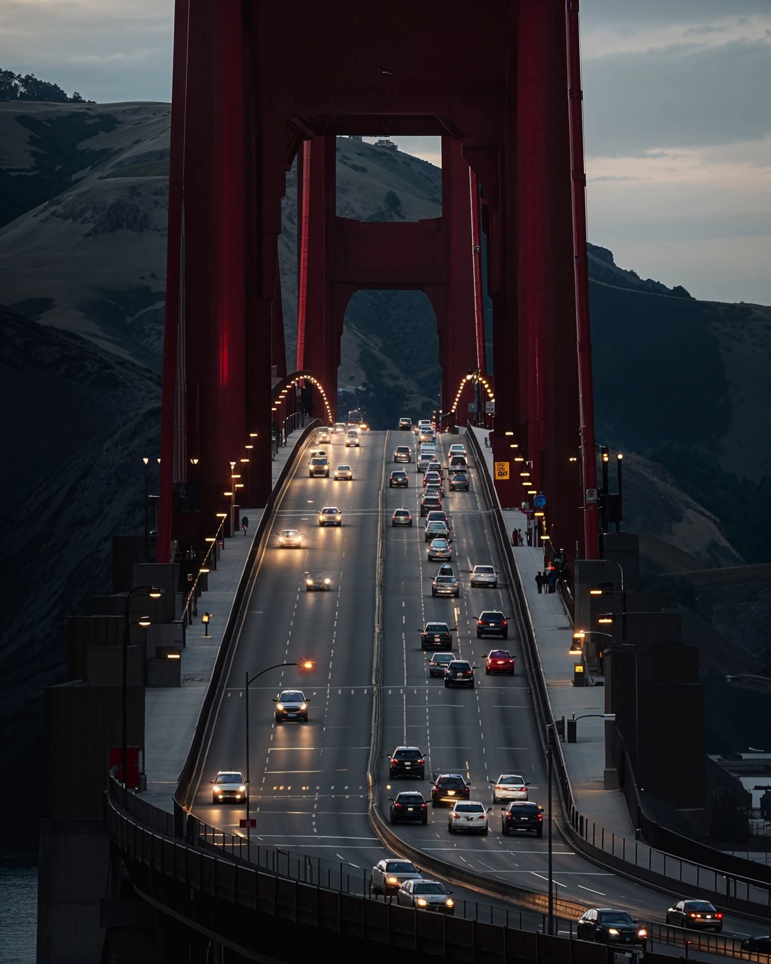 🌉 Twilight bridge glow in San Francisco, USA!