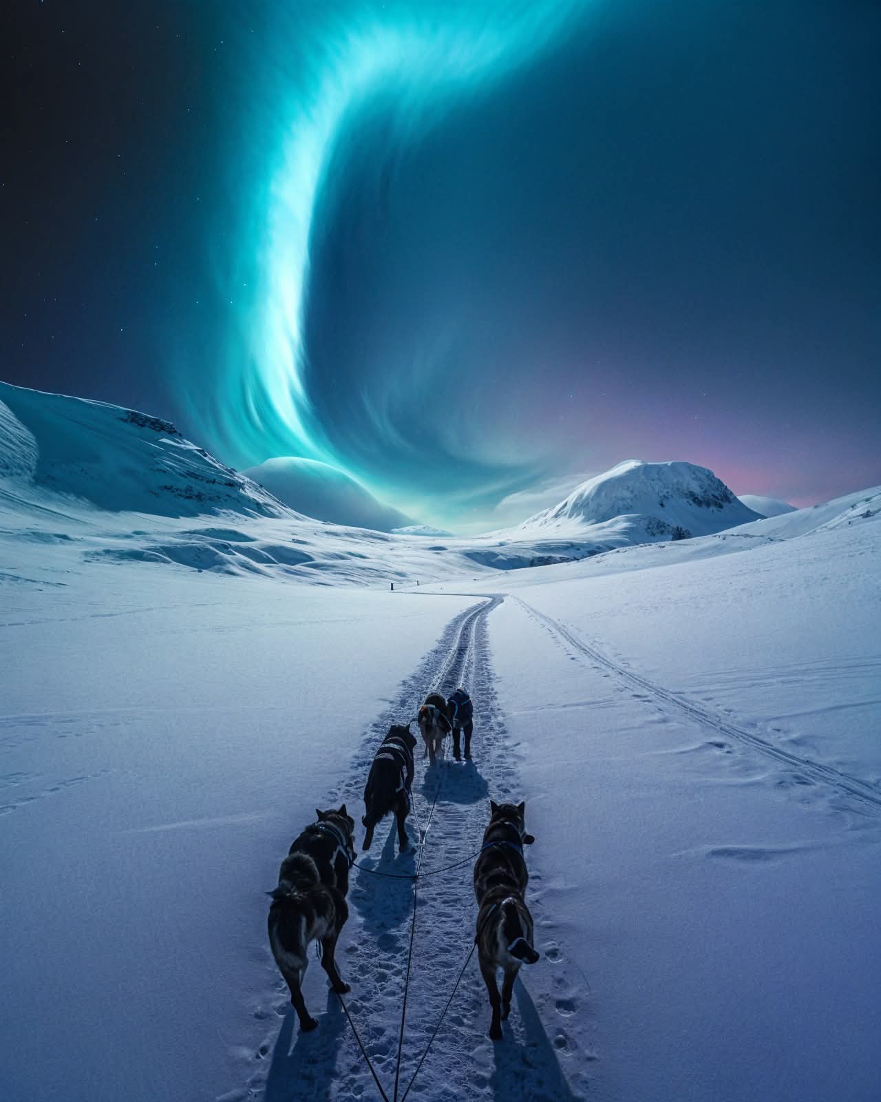 🌌 Aurora sledding adventure in Tromsø, Norway!