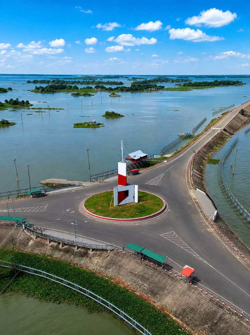দেশের নান্দনিক একটি গোল চত্বর। 
মিঠামইন জিরো পয়েন্ট।