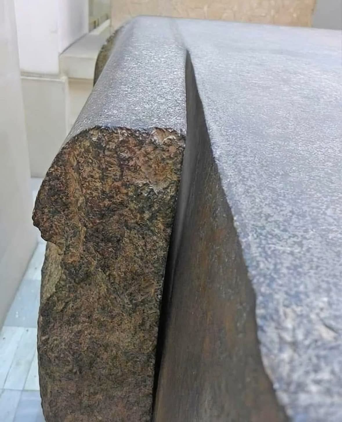 The unfinished granite sarcophagus at the Cairo Museum