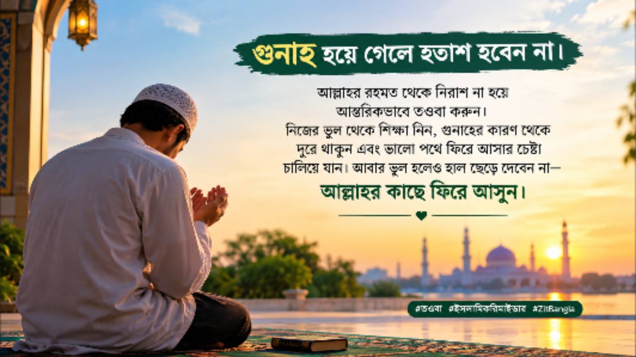 গুনাহের পর হতাশ হবেন না, আল্লাহর দিকে ফিরে আসুন।